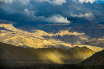 Beautiful Sunset in the Desert of Tibetan Influenced Upper Mustang in the HImalayas of Nepal