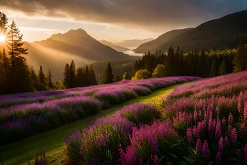 Obraz premium sunset in the mountains