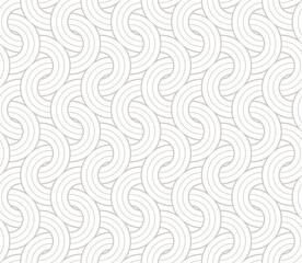 Vector cream colour geometric fabric waves seamless texture.  White background.