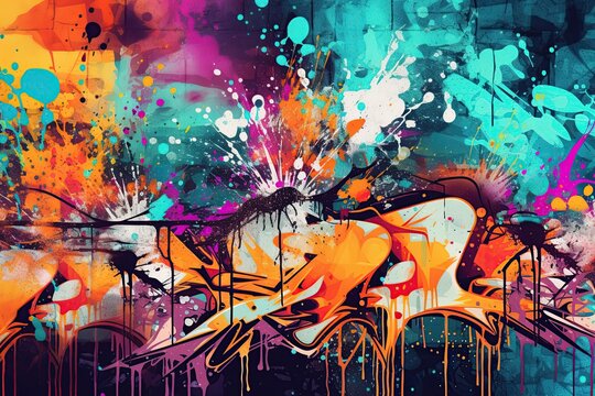 Graffiti style design background in bright colors