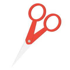 Red scissors icon, vector, cartoon illustration. School, Education, and Stationary collection.