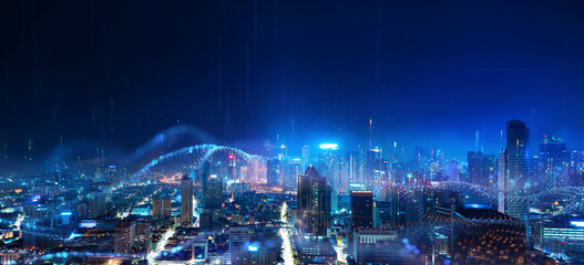 3D renderingBig data connection technology concept