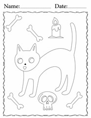 funny doodle Halloween coloring sheet for kids and adults