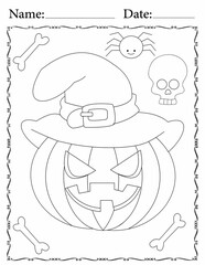 funny kawaii Halloween coloring sheet for kids and adults