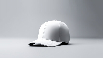 A blank white baseball cap mockup on white background.