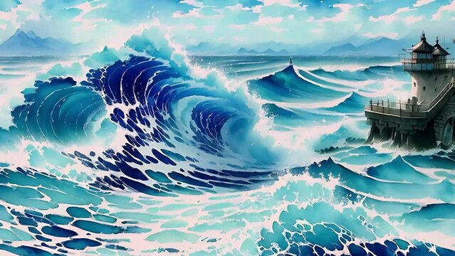 An Anime Image Of A Wave With A Red Background Picture Of Red Wave  Background Image And Wallpaper for Free Download
