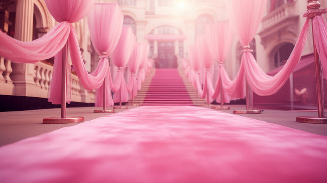 Pink carpet at the film festival. Celebrity awards ceremony