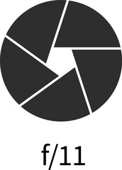 Camera shutter icon. Black silhouette symbol. Photo lens focus aperture. Optical equipment. Photography objective simple pictogram. Snapshot open diaphragm. Vector isolated circle sign