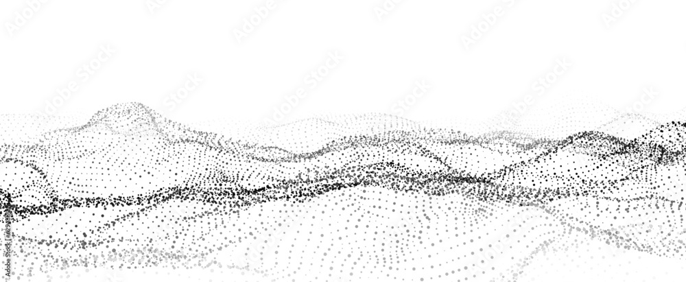 Poster futuristic technology. digital cyberspace. abstract vector wave with moving particles. big data anal