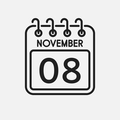 Icon page calendar day - 8 November