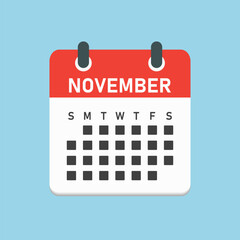 Vector template icon page calendar, month November