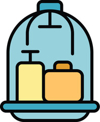 Service cart trolley icon outline vector. Hotel suitcase. Vacation packing color flat