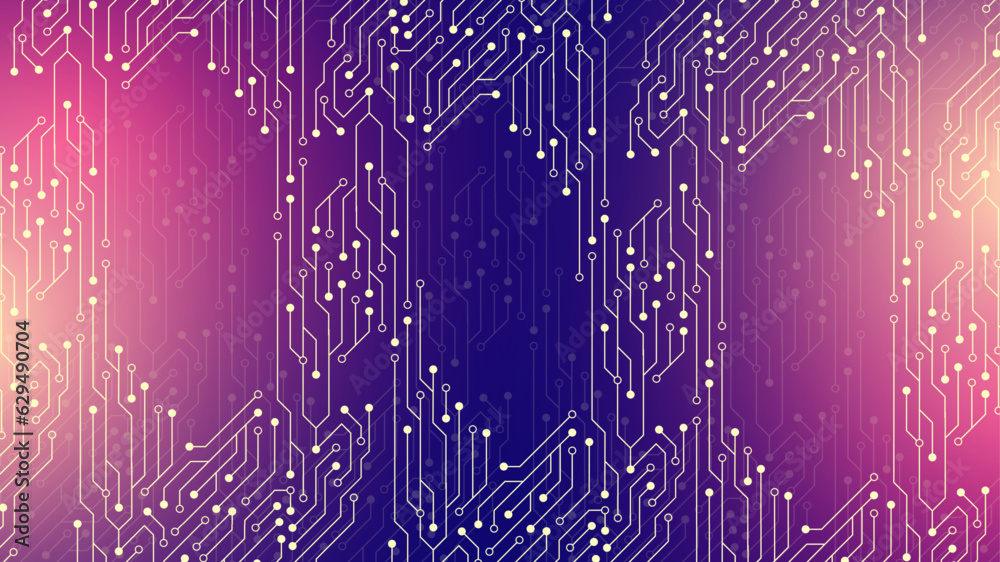 Poster Quantum computing concept. Deep learning artificial intelligence. Big data algorithms visualization for business, science presentations, posters, covers, vector illustration.