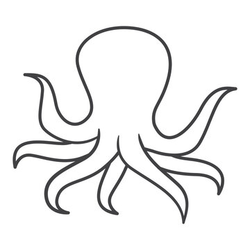 Icon octopus.Sea creatures .Sea life.Outline vector illustration.Aquatic fauna. Animal icon for zoo ad.Children book illustrating.Sea mollusk.