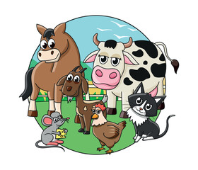Farm animals. Clip art. Vector illustration