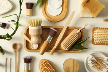 Self care concept, bamboo accessories for self care