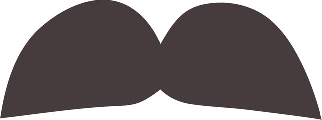 Black, funny, curl male moustache silhouette symbol design element.