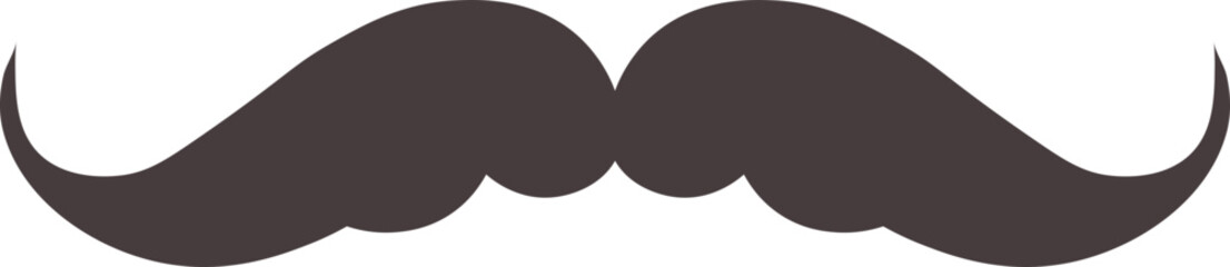 Black, funny, curl male moustache silhouette symbol design element.