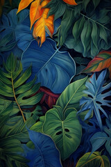 Tropical background with monstera leaves, Generative AI