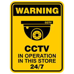 Warning, CCTV in operation in this store, sign vector