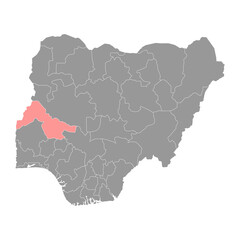 Kwara state map, administrative division of the country of Nigeria. Vector illustration.