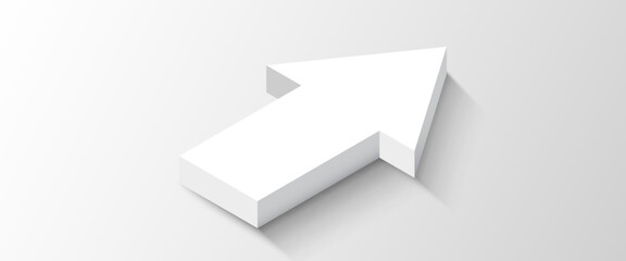 3d white minimalist arrow symbol.
