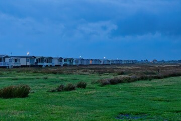 Fototapeta na wymiar caravan houses on the shore of the sea