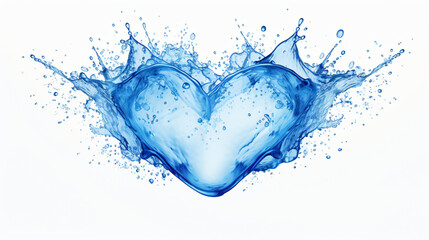 Fototapeta na wymiar Water splash heart over white background