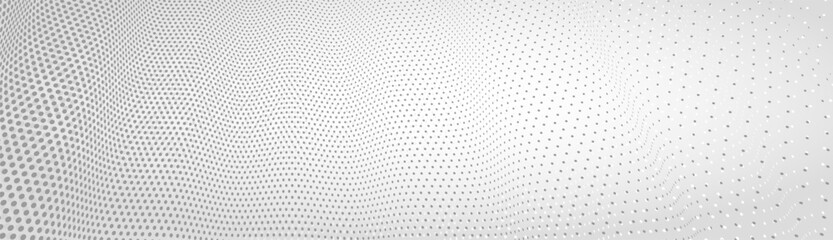 3D abstract monochrome background with dots pattern vector design, technology theme, dimensional dotted flow in perspective, big data, nanotechnology.