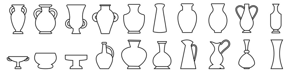 Amphora icon vector set. Jug illustration sign collection. pottery symbol or logo.