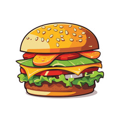 Big burger, hamburger hand drawn vector illustration sketch retro style