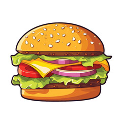 Big burger, hamburger hand drawn vector illustration sketch retro style
