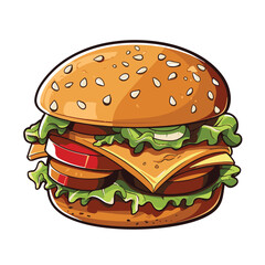 Big burger, hamburger hand drawn vector illustration sketch retro style