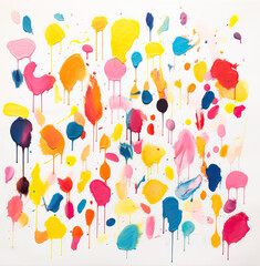 Multicolored paint drops on a white background. Generative AI.
