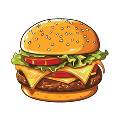 Big burger, hamburger hand drawn vector illustration sketch retro style
