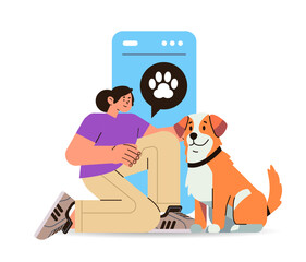 girl pet owner with cute dog spending time together best friends domestic animal friendship concept