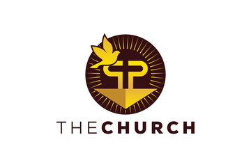 Trendy and Professional letter P church sign Christian and peaceful vector logo