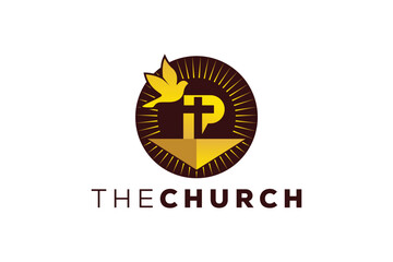 Trendy and Professional letter P church sign Christian and peaceful vector logo