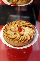 apple pie on pastry counter