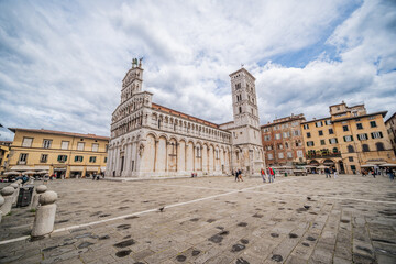 San Michele in Foro medieval church in Lucca. Tuscany, Italy