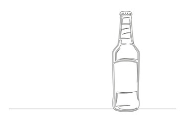Continuous one line beer bottle. Vintage bottle isolated on a white background. Beer brewer concept. Vector illustration