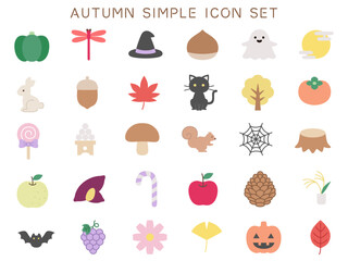 秋のシンプルベクターアイコンイラストセット © chie