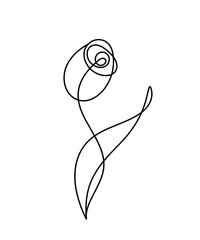 Abstract flower line drawing, isolated on white background	