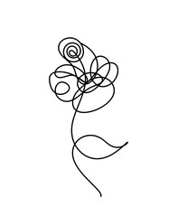 Abstract flower line drawing, isolated on white background	