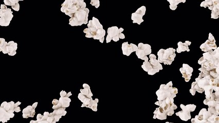 Popcorn 2 clip explosion on alpha channel. and on pastel background.