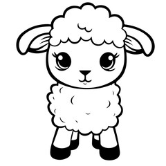 Coloring page outline of cartoon lamb