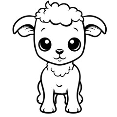 Coloring page outline of cartoon lamb