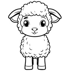 Coloring page outline of cartoon lamb