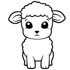 Coloring page outline of cartoon lamb