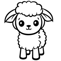 Coloring page outline of cartoon lamb